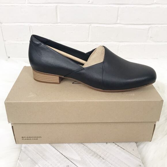 Clarks Collection By Clark’s NIB Juliet Palm Black Leather Slip On Loafers - Picture 1 of 7